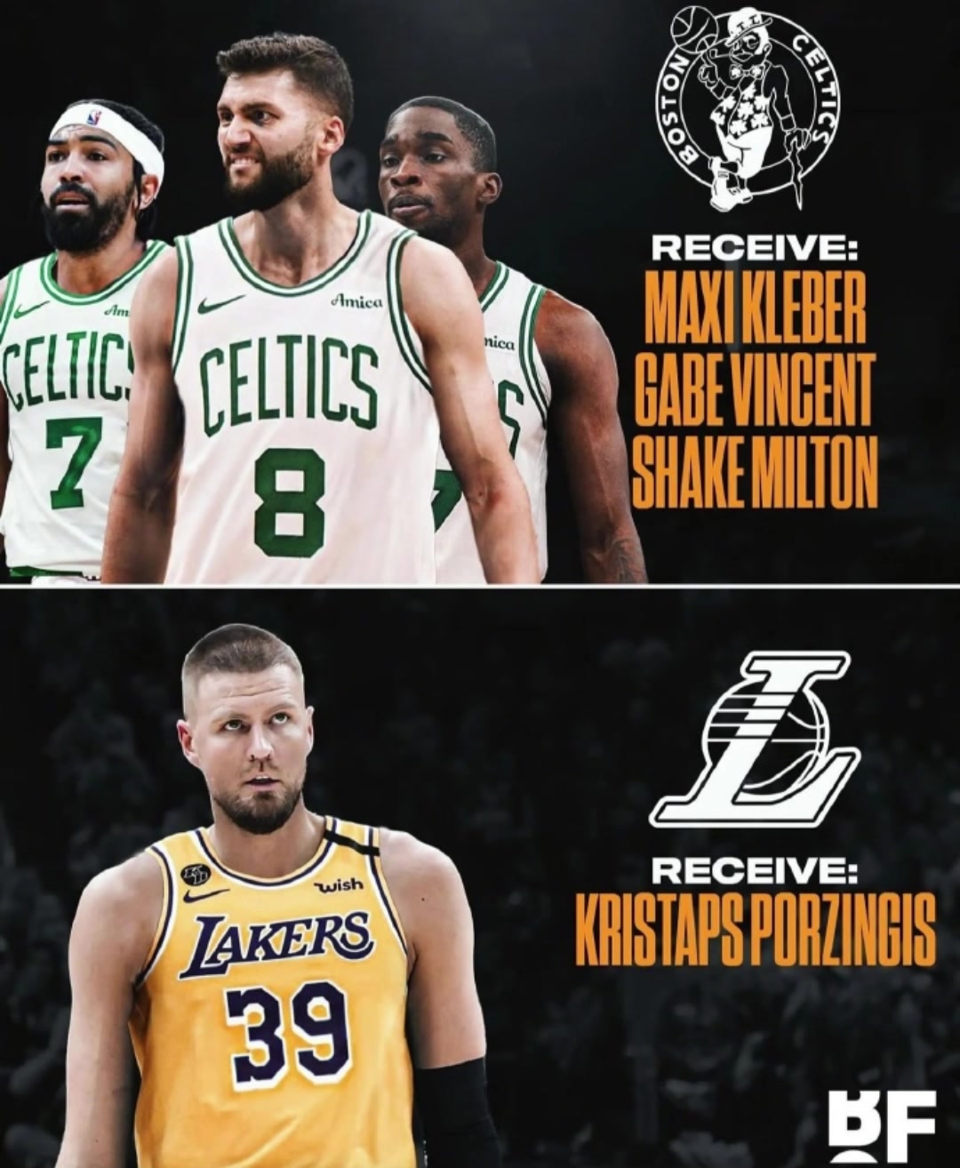 湖人球迷同意嗎凱爾特人記者提出交易方案文森特克萊伯米爾頓換波神