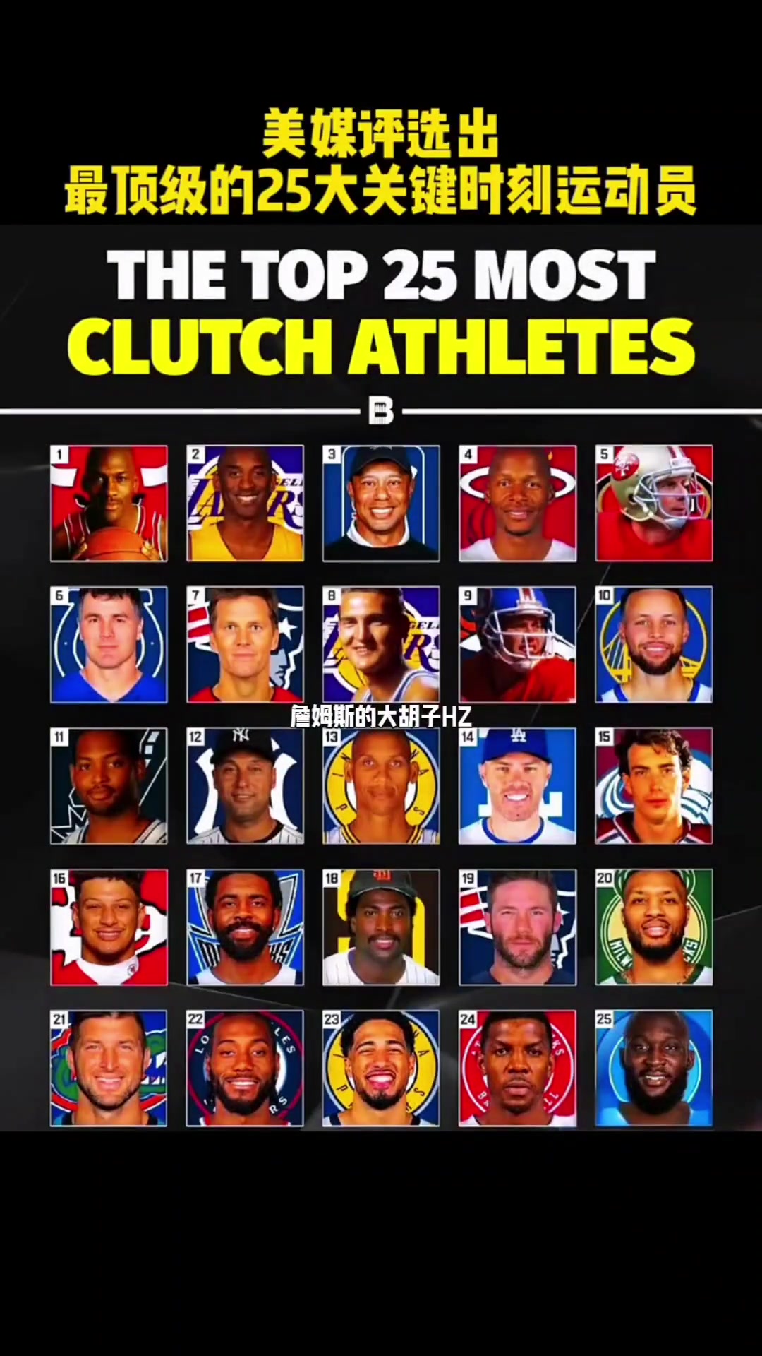 美媒評(píng)選最頂級(jí)25大關(guān)鍵時(shí)刻運(yùn)動(dòng)員竟無老詹KD?