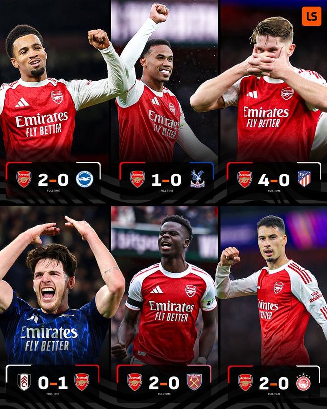 豪橫！整個10月阿森納各條戰(zhàn)線6戰(zhàn)全勝+不丟一球