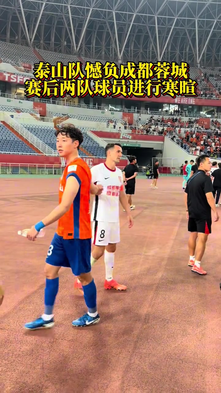 泰山隊憾負成都蓉城賽后兩隊球員進行寒暄