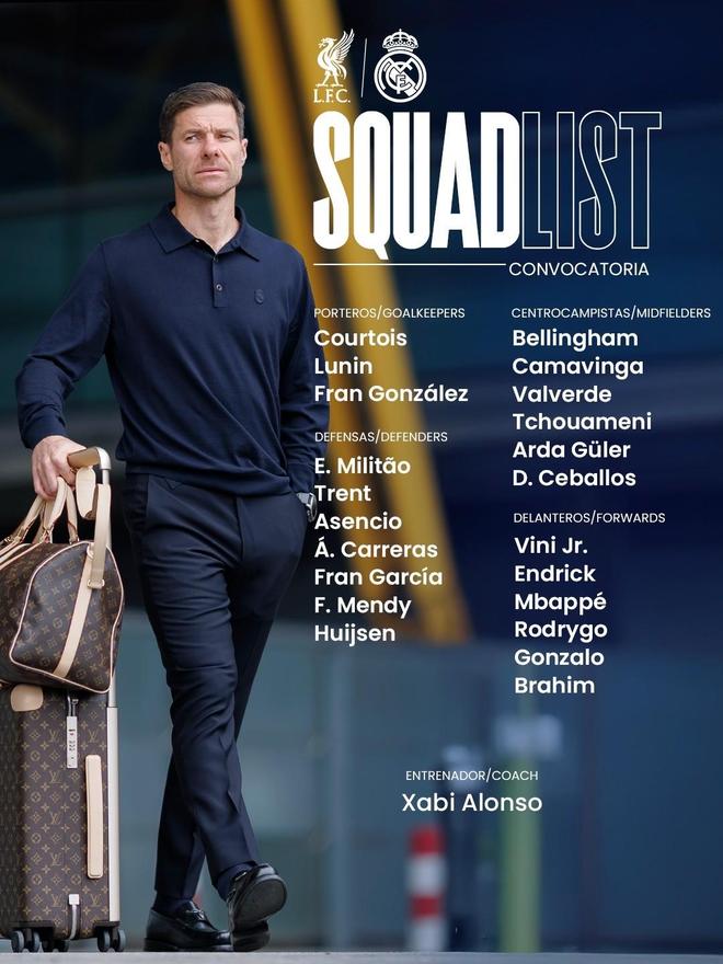 皇馬歐冠客戰(zhàn)利物浦大名單：阿諾德戰(zhàn)舊主，貝林、姆巴佩在列