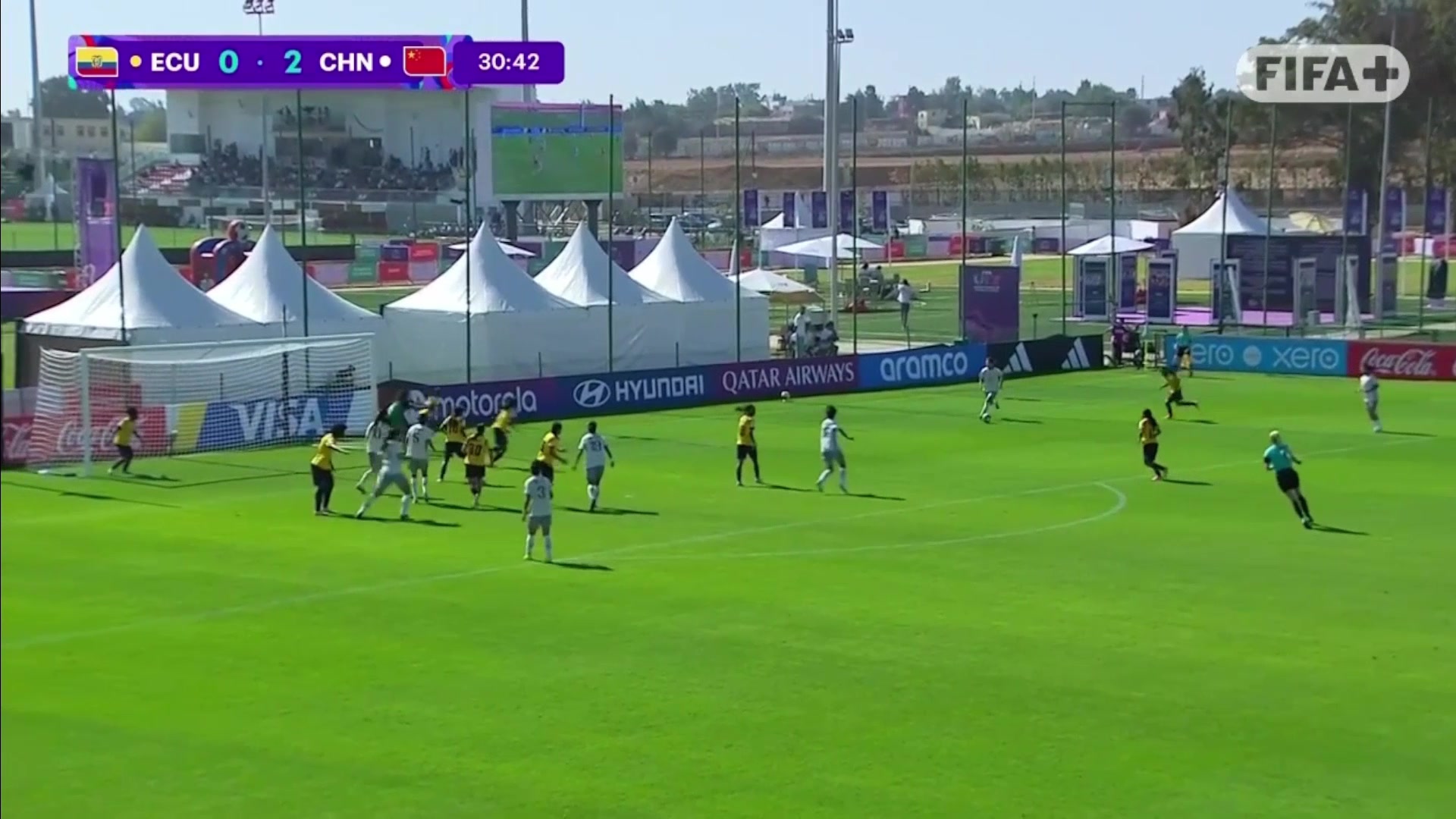 陳睿琳小角度破門(mén)U17中國(guó)女足3-0領(lǐng)先厄瓜多爾