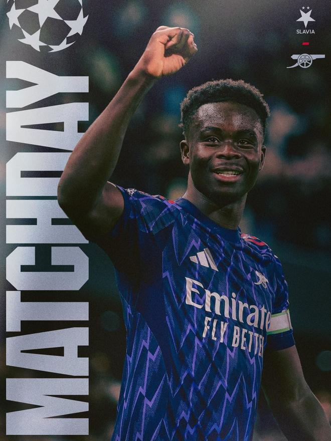 劍指三分，阿森納曬歐冠賽前海報(bào)：薩卡單人出鏡