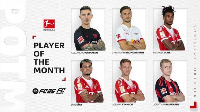 德甲10月最佳球員候選：奧利塞、迪亞斯、格里馬爾多等人在列