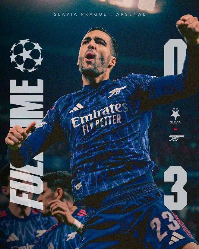 歐冠|10連勝+連續(xù)8場(chǎng)零封！阿森納客場(chǎng)3-0擊敗布拉格斯拉維亞